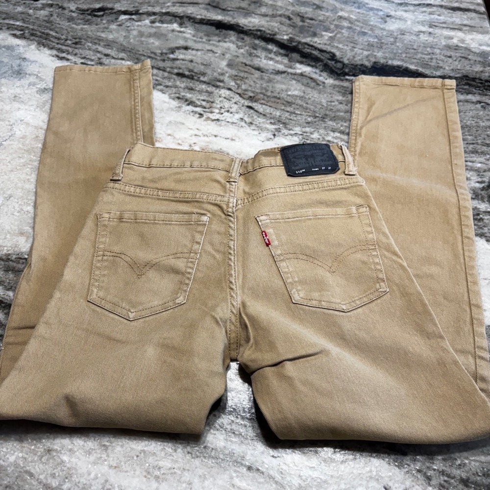 Levis 510 Skinny Kids Jeans Tan Khaki Stretch  Size 14 Reg W27 L27 55110-2119